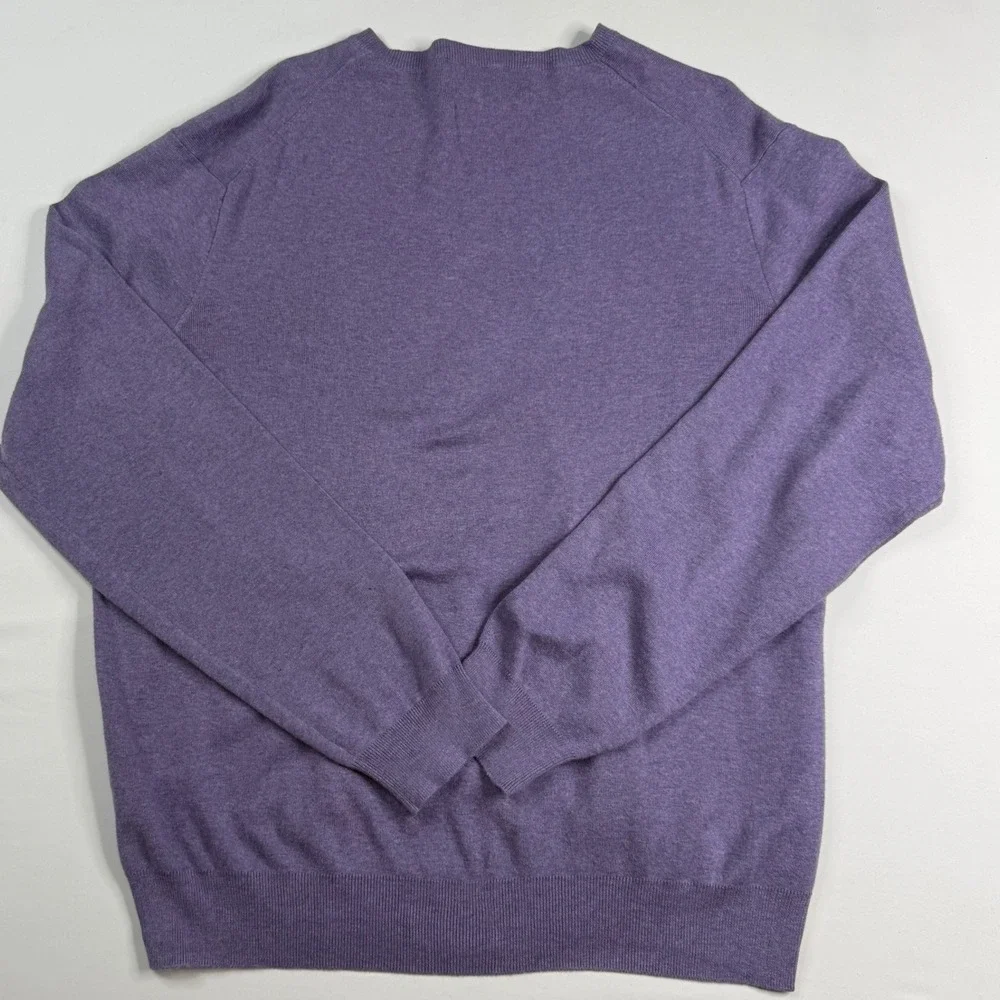Polo Ralph Lauren V-Neck Sweater Mens XL Purple‎ Pima Cotton Long Sleeve Logo